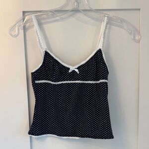 Edikted Navy and White Polka Dot Camisole